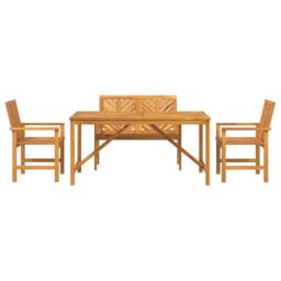 Berkfield Home 4 Piece Garden Dining Set Solid Wood Acacia in Brown - thumbnail 8
