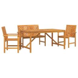Berkfield Home 4 Piece Garden Dining Set Solid Wood Acacia in Brown - thumbnail 1