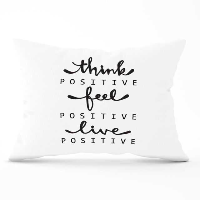 Warren Reed - Designer Think Positive, Feel Positive, Live Positive Cushions in Black - Size: 60 cm x 60 cm - image 1