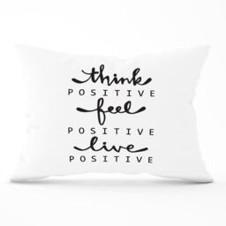 Warren Reed - Designer Think Positive, Feel Positive, Live Positive Cushions in Black - Size: 60 cm x 60 cm - thumbnail 1