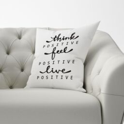 Warren Reed - Designer Think Positive, Feel Positive, Live Positive Cushions in Black - Size: 60 cm x 60 cm - thumbnail 3