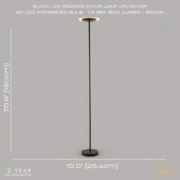 Happy Homewares LED Black Switched Uplighter Floor Lamp with Frosted White Polycarbonate Shade - thumbnail 6