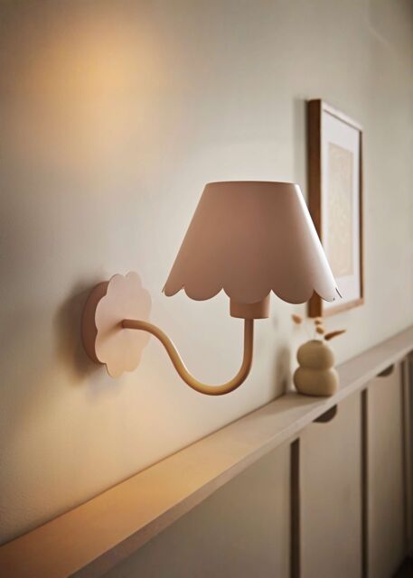 ValueLights Hattie Rechargeable Metal Scalloped Edge Wall Light in Pale Pink - image 1