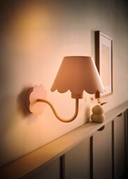 ValueLights Hattie Rechargeable Metal Scalloped Edge Wall Light in Pale Pink - thumbnail 2