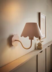 ValueLights Hattie Rechargeable Metal Scalloped Edge Wall Light in Pale Pink