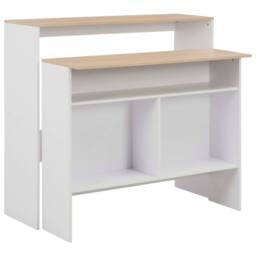 Berkfield Home Bar Table with 2 Table Tops White & Oak 130x40x120 cm - Size: 130 x 40 x 120 cm - thumbnail 2