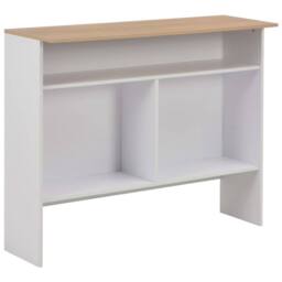 Berkfield Home Bar Table with 2 Table Tops White & Oak 130x40x120 cm - Size: 130 x 40 x 120 cm - thumbnail 8