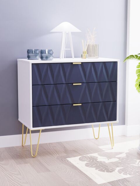 Ready Assembled 2 U Dallas 3 Drawer Chest (Ready Assembled) in Dark Blue - image 1