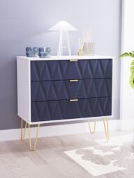 Ready Assembled 2 U Dallas 3 Drawer Chest (Ready Assembled) in Dark Blue