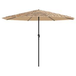 Berkfield Home Garden Parasol with LEDs & Steel Pole Brown 324x324x247 cm - Size: 324 x 324 x 247 cm - thumbnail 4