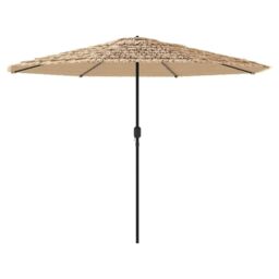 Berkfield Home Garden Parasol with LEDs & Steel Pole Brown 324x324x247 cm - Size: 324 x 324 x 247 cm - thumbnail 6