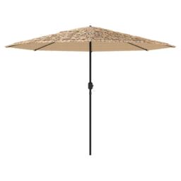 Berkfield Home Garden Parasol with LEDs & Steel Pole Brown 324x324x247 cm - Size: 324 x 324 x 247 cm - thumbnail 5