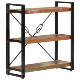 Berkfield Home Decorative 3-Tier Bookcase 77x30x80 cm Solid Wood Reclaimed & Iron - Size: 77 x 30 x 80 cm - thumbnail 7