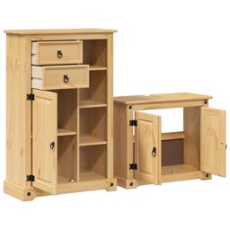 Berkfield Home 2 Piece Bathroom Furniture Set Corona Solid Wood Pine in Brown - thumbnail 4