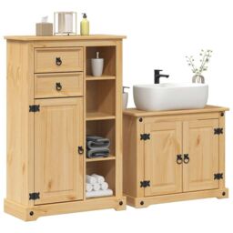Berkfield Home 2 Piece Bathroom Furniture Set Corona Solid Wood Pine in Brown