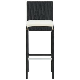 Berkfield Home 3 Piece Garden Bar Set Black Solid Wood Acacia & Poly Rattan - thumbnail 6