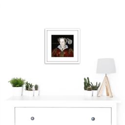 Artery8 Scrotts Attributed Portrait Catherine Parr Painting 8X8 Inch Square Wooden Framed Wall Art Print Picture with Mount in White - thumbnail 2