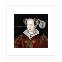 Artery8 Scrotts Attributed Portrait Catherine Parr Painting 8X8 Inch Square Wooden Framed Wall Art Print Picture with Mount in White - thumbnail 1