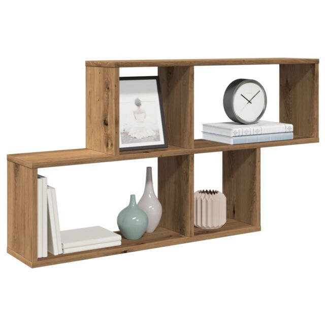 Berkfield Home Wall Shelf Artisan Oak 100x18x53 cm Engineered Wood in Brown - Size: 100 x 18 x 53 cm - image 1