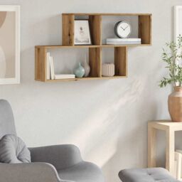 Berkfield Home Wall Shelf Artisan Oak 100x18x53 cm Engineered Wood in Brown - Size: 100 x 18 x 53 cm - thumbnail 3