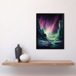 Artery8 Wall Art Print Northern Lights Borealis Artwork Antarctica Southern Aurora Australis Art Framed in Black - Size: A4 - thumbnail 4