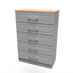 Ready Assembled 2 U Norfolk 5 Drawer Chest (Ready Assembled) in Dark Grey - thumbnail 3