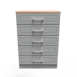 Ready Assembled 2 U Norfolk 5 Drawer Chest (Ready Assembled) in Dark Grey - thumbnail 1