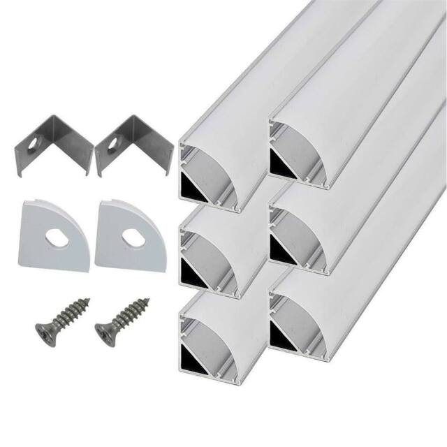 Nordara 6 Pack 3.3ft LED Aluminium Channel Profile Diffuser Light Cover in White - image 1