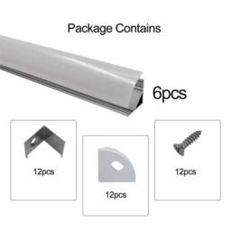 Nordara 6 Pack 3.3ft LED Aluminium Channel Profile Diffuser Light Cover in White - thumbnail 4