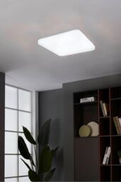 Eglo Frania-S Metal & Plastic With Crystal Effect Integrated LED Flush Light in White - thumbnail 2