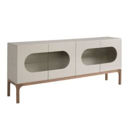 Angel Cerda Grey MDF Sideboard with Walnut Legs & LED Interior