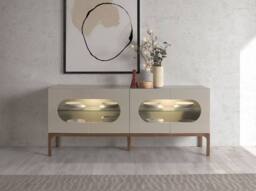 Angel Cerda Grey MDF Sideboard with Walnut Legs & LED Interior - thumbnail 3