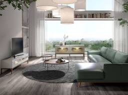 Angel Cerda Grey MDF Sideboard with Walnut Legs & LED Interior - thumbnail 4
