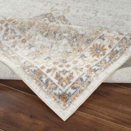 Livabliss Lilian-Washable Grey Brown Blue Vintage Traditional Boho Living Dining Rug - Size: 160 cm x 215 cm - thumbnail 4