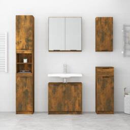 Berkfield Home Bathroom Cabinet Smoked Oak 32x34x188.5 cm Engineered Wood in Brown - thumbnail 3