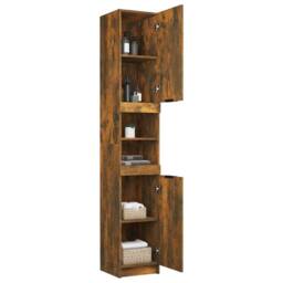 Berkfield Home Bathroom Cabinet Smoked Oak 32x34x188.5 cm Engineered Wood in Brown - thumbnail 6