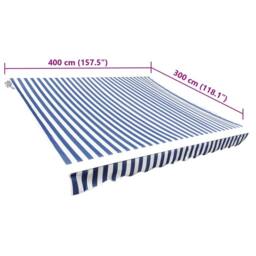 Berkfield Home Awning Top Sunshade Canvas Blue & White 4 x 3 m - thumbnail 5