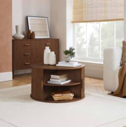 Birlea Axel Round Fluted Coffee Table with Storage Walnut in Brown - Size: 1 Pack - thumbnail 2