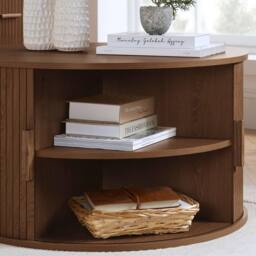 Birlea Axel Round Fluted Coffee Table with Storage Walnut in Brown - Size: 1 Pack - thumbnail 5