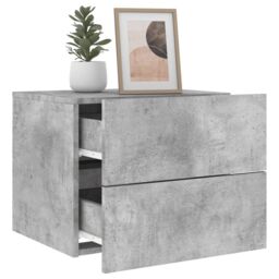 Berkfield Home Wall-mounted Bedside Cabinet with LED Lights Concrete Gery in Grey - thumbnail 5