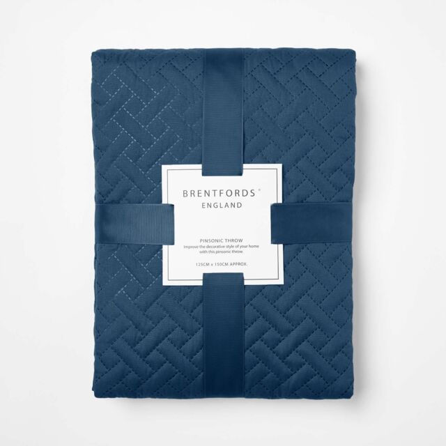 OHS Geo Pinsonic Throw Blanket Quilted Bedspread in Navy - Size: 200 cm x 240 cm - image 1