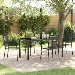Berkfield Home 5 Piece Garden Dining Set Black Cotton Rope & Steel