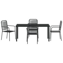 Berkfield Home 5 Piece Garden Dining Set Black Cotton Rope & Steel - thumbnail 7