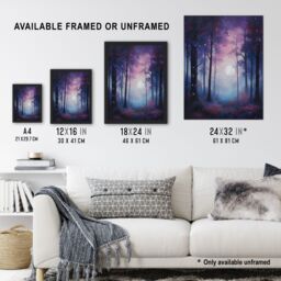 Artery8 Wall Art Print Enchanted Forest In Soft Moonlight Oil Painting Full Moon Fantasy Landscape w/ Fireflies Colourful Magical Nature Mystical - thumbnail 3