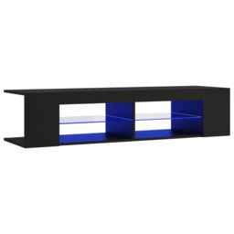 Berkfield Home TV Cabinet with LED Lights Black 135x39x30 cm - Size: 135 x 39 x 30 cm - thumbnail 2