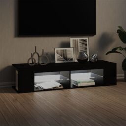 Berkfield Home TV Cabinet with LED Lights Black 135x39x30 cm - Size: 135 x 39 x 30 cm - thumbnail 3
