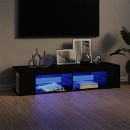 Berkfield Home TV Cabinet with LED Lights Black 135x39x30 cm - Size: 135 x 39 x 30 cm - thumbnail 1