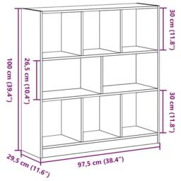 Berkfield Home Book Cabinet Black Oak 97.5x29.5x100 cm Engineered Wood - thumbnail 9