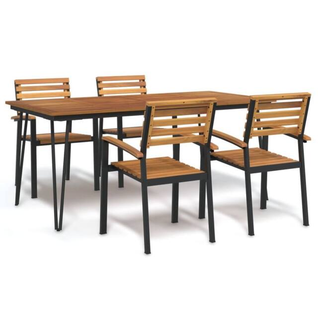 Berkfield Home 5 Piece Garden Dining Set Solid Wood Acacia & Metal in Brown - image 1