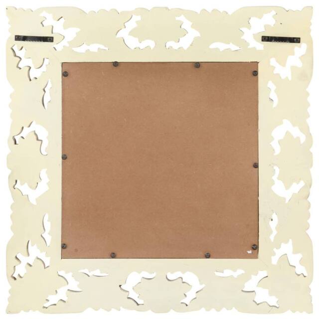 Berkfield Home Hand Carved Mirror White 50x50 cm Solid Mango Wood in Cream - image 1